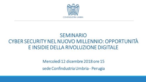 Seminario Cyber security nel nuovo millennio: opportunità e insidie della rivoluzione digitale