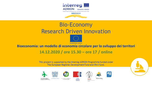 Webinar ADRION BIOECO R.D.I. – Bioeconomia: un modello di economia circolare per lo sviluppo dei territori