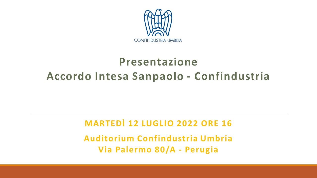 Presentazione  Accordo Intesa Sanpaolo – Confindustria